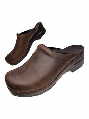 Dansko Professional Distressed Brown Leather Clogs Mules EU 40‎ Comfort
